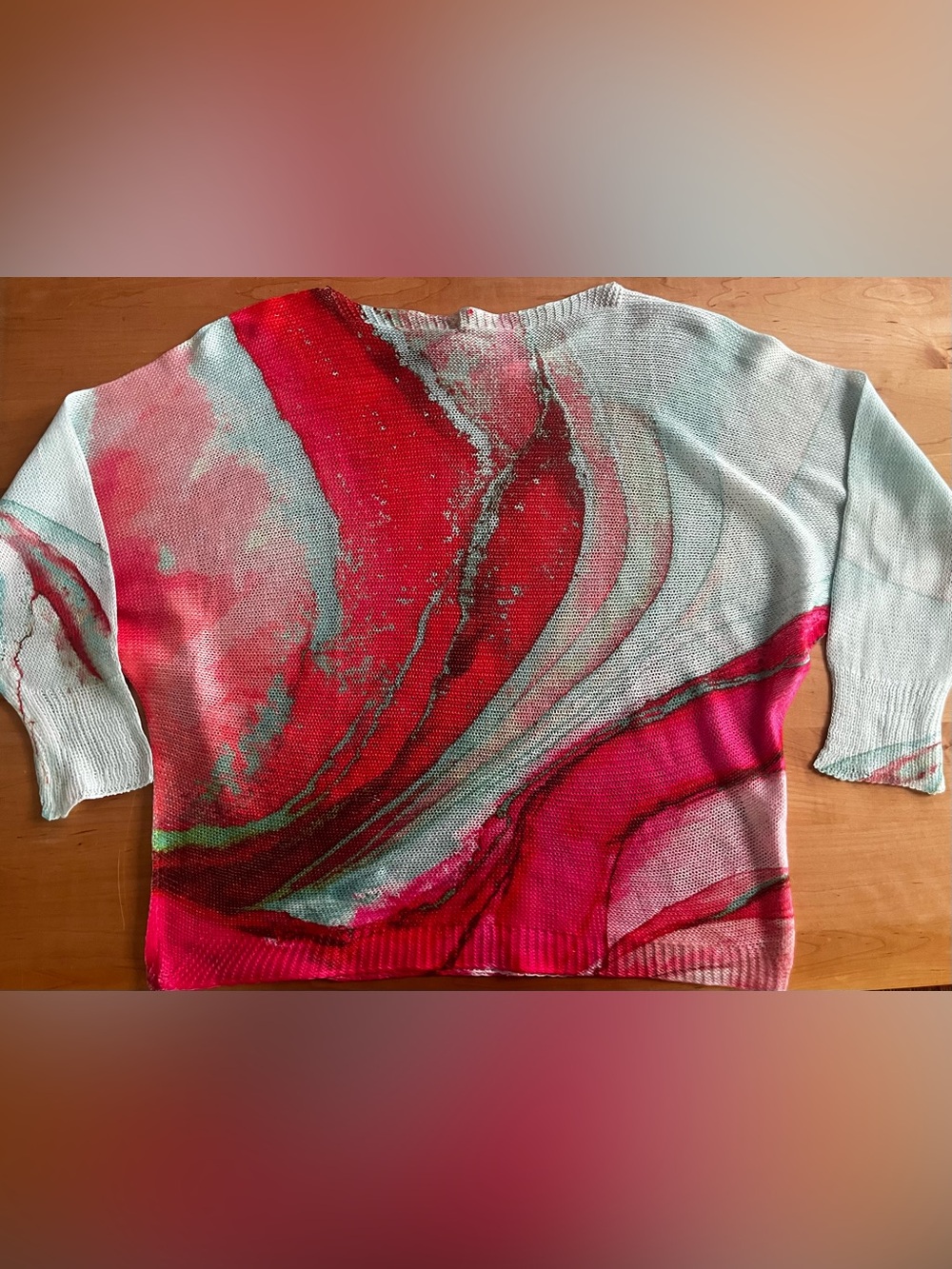 LOOWIE Italian Abstract Knit Sweater - Pink & Aqua